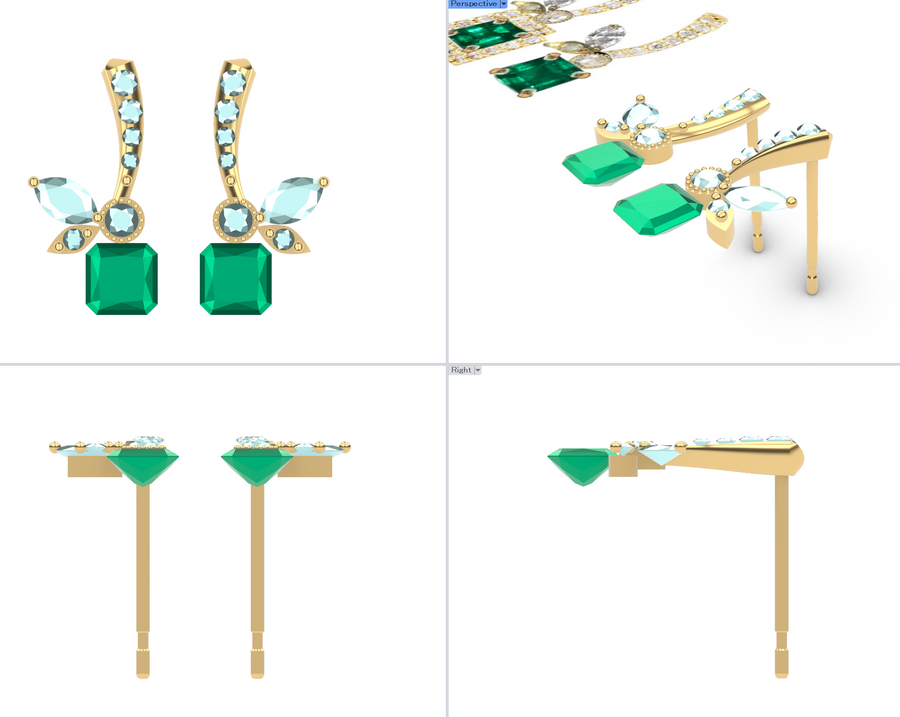 ■Order_earrings_emerald 0.34-0.28 #4012 #3799 genmaitya