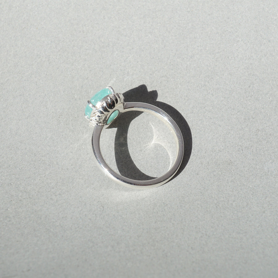 【パライバトルマリン 1.72ct/ダイヤモンド 0.09ct】Silver925×ロジウムコーティングリング