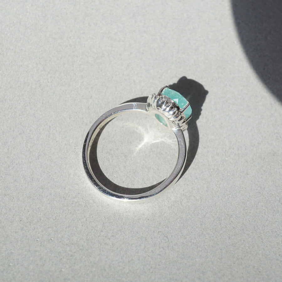 【パライバトルマリン 1.72ct/ダイヤモンド 0.09ct】Silver925×ロジウムコーティングリング