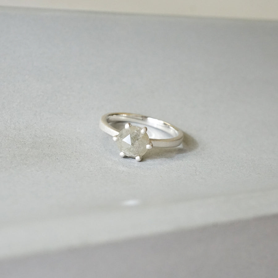【ローズカットダイヤモンド 1.11ct】Silver925×ロジウムマットコーティングリング