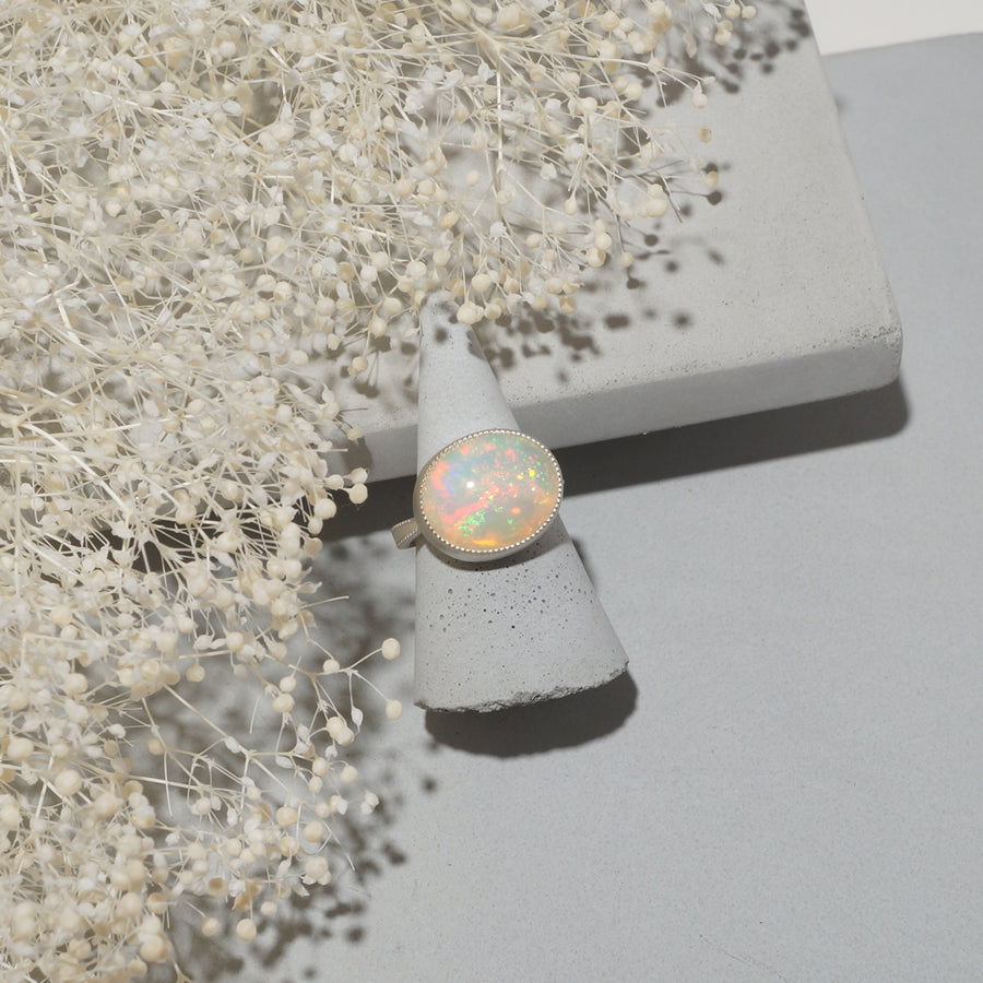 【オパール 6.68ct/エチオピア産】Silver925×ロジウムマットコーティングリング