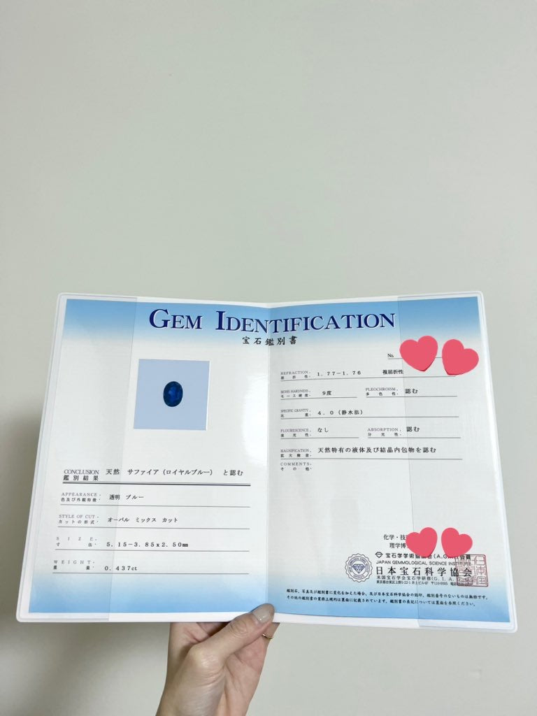 Gem Certificate_鑑別書（見開きタイプ）パライバトルマリン