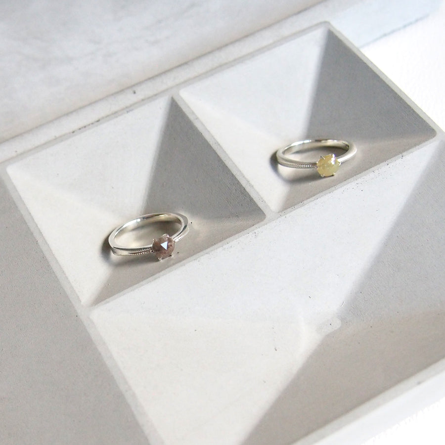 【ローズカットダイヤモンド 0.61ct】Silver925×ロジウムコーティングリング